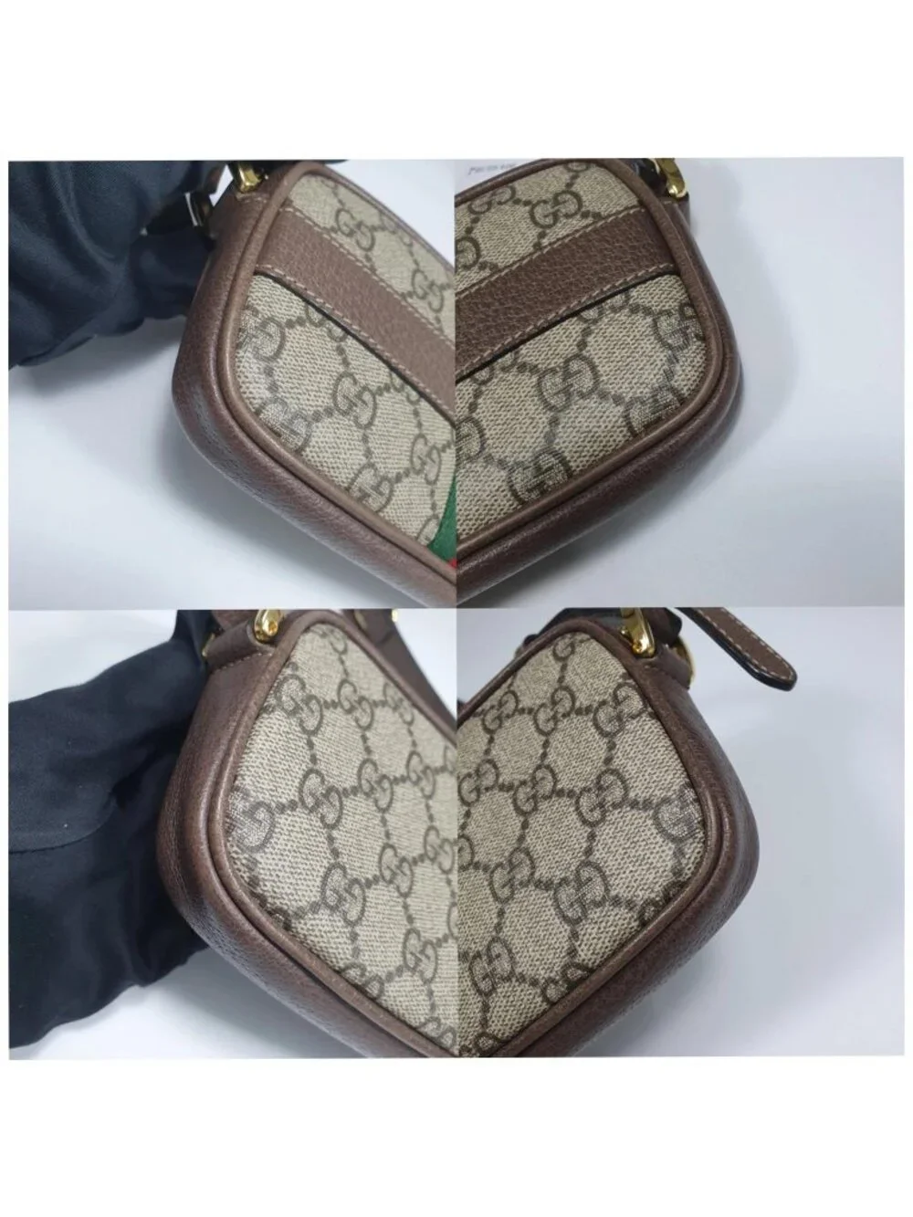 Authentic Gucci Ophidia GG Mini Crossbody Bag Beige Ebony